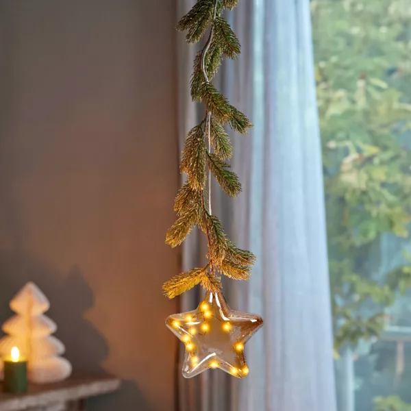 Lichtgevende hanglamp op batterijen 15 LED (H20 cm) Spar en Ster Warm Wit