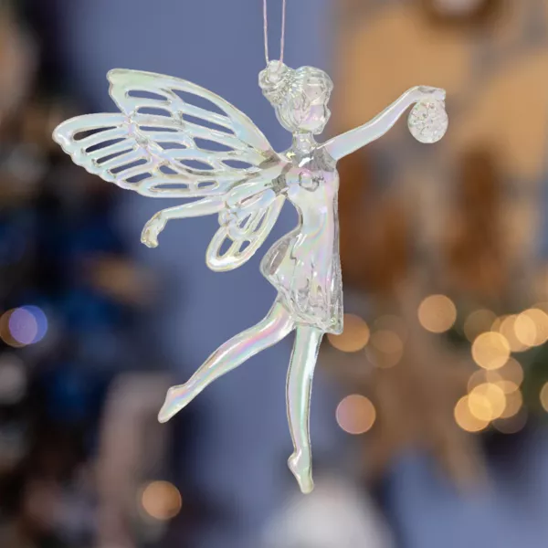 Weihnachtsengel zum Aufh�ngen (H11 cm) Transparent schillerndes Feenreich