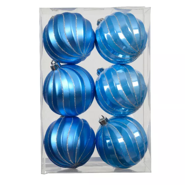 Set van 6 kerstballen (D80 mm) Glam chic Hemelsblauw