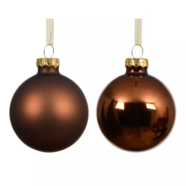Set di 6 palline di Natale in vetro (D80 mm) Boreale Marrone caff�