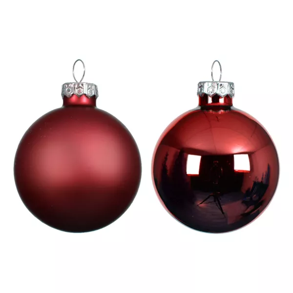 Lot de 6 boules de No�l en verre (D80 mm) Bor�al Bordeaux