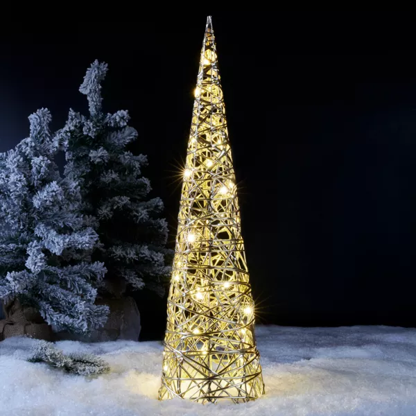 C�ne lumineux sur piles 30 micro LED (H60 cm) �clats Blanc chaud