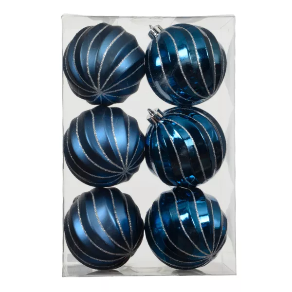 Set di 6 palline di Natale (D80 mm) Glam chic Blu notte