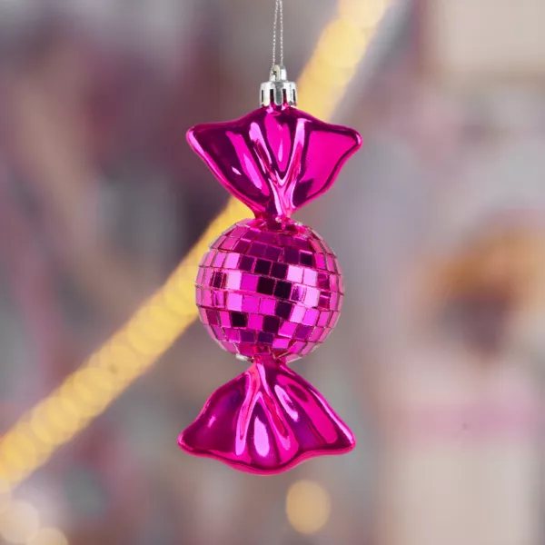 3er Set Weihnachtsanh�nger aus Schaumstoff (H12 cm) Disco-Bonbons Rosa Fuchsia