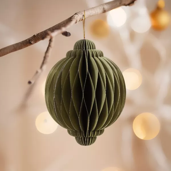Papierzwiebel zum Aufh�ngen (H15 cm) Magnetverschluss Gr�n