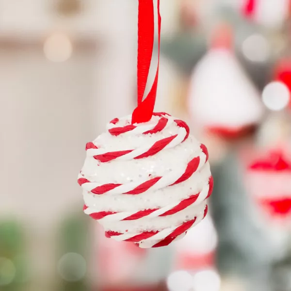 22er Set Weihnachtskugeln Gestreift Fantasie Rot und Wei�