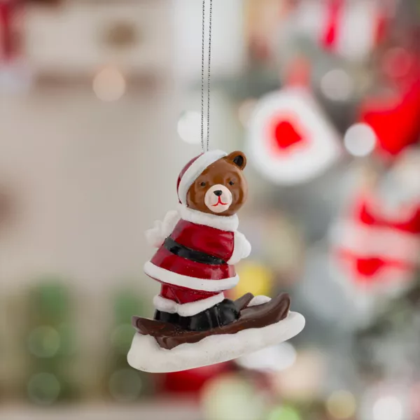 Decorazione natalizia sospesa (H9 cm) Orsetto sciatore impazzito