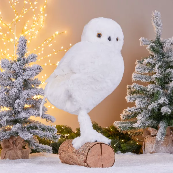 Gufo di Natale (H49 cm) Givrous Bianco