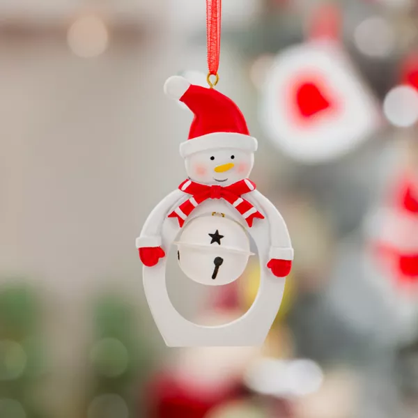 Decorazione natalizia sospesa in metallo (H10 cm) Campana e pupazzo di neve