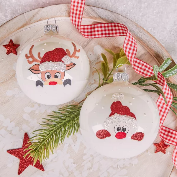 Set van 6 glazen kerstballen (D80 mm) Filou Wit 