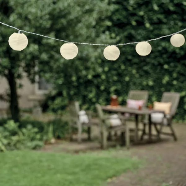 Buitenverlichtingsslinger op batterijen 10 LED (2,7 m) Witte Chinese lantaarns