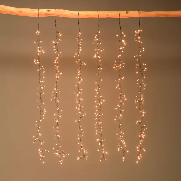 Lichtwaterval 1 m 600 Micro LED zwarte kabel 6 afdalingen Warm wit goud