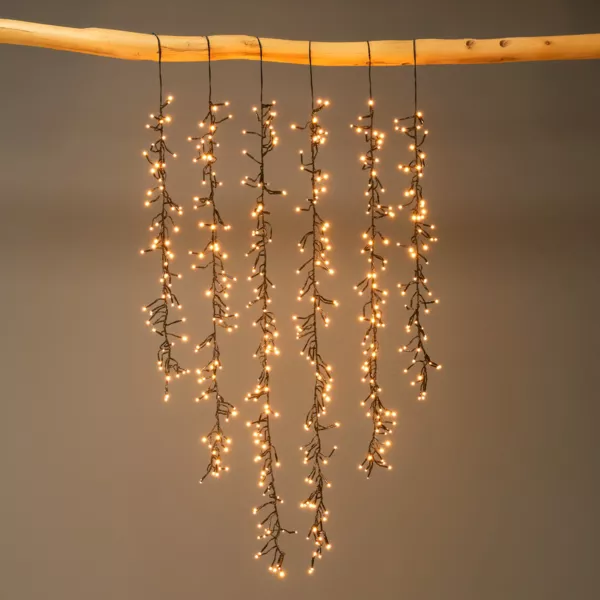 Lichtervorhang 2 m 480 LED schwarzes Kabel Funkelnder Effekt goldenes Warmwei�