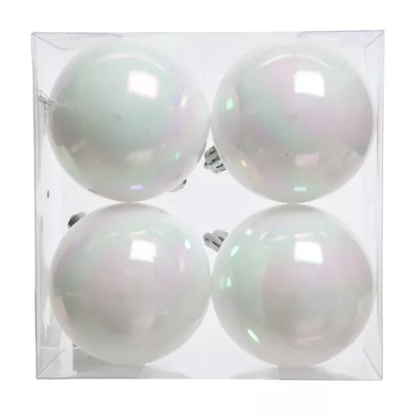 Lot de 4 boules de No�l (D100 mm) Aravis Blanc iris�