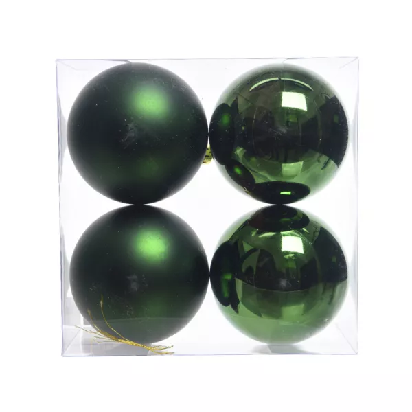 Lote de 4 bolas de Navidad (D100 mm) Aravis Verde abeto