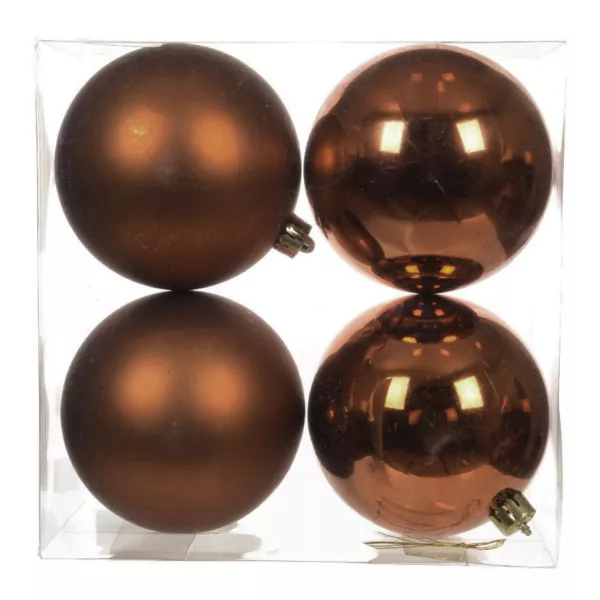 Lot de 4 boules de No�l (D100 mm) Aravis Brun caf�