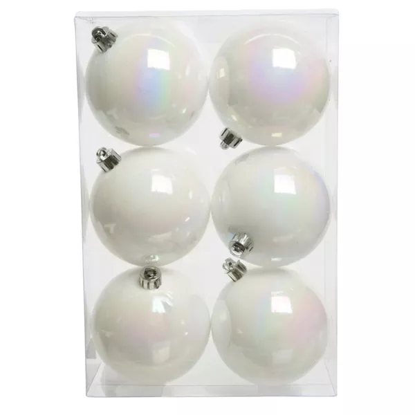 Lot de 6 boules de No�l (D80 mm) Aravis Blanc iris�