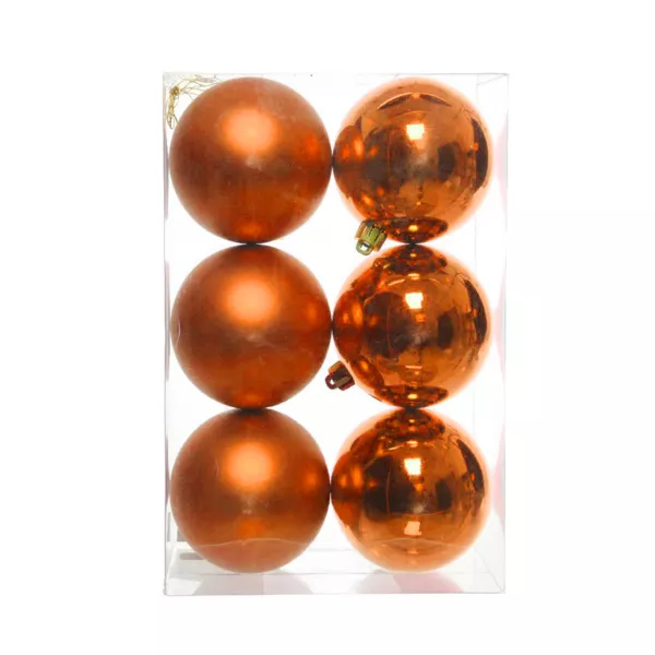 Lot de 6 boules de No�l (D80 mm) Aravis Orange