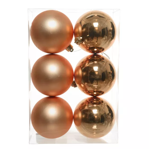 Lot de 6 boules de No�l (D80 mm) Aravis Cognac