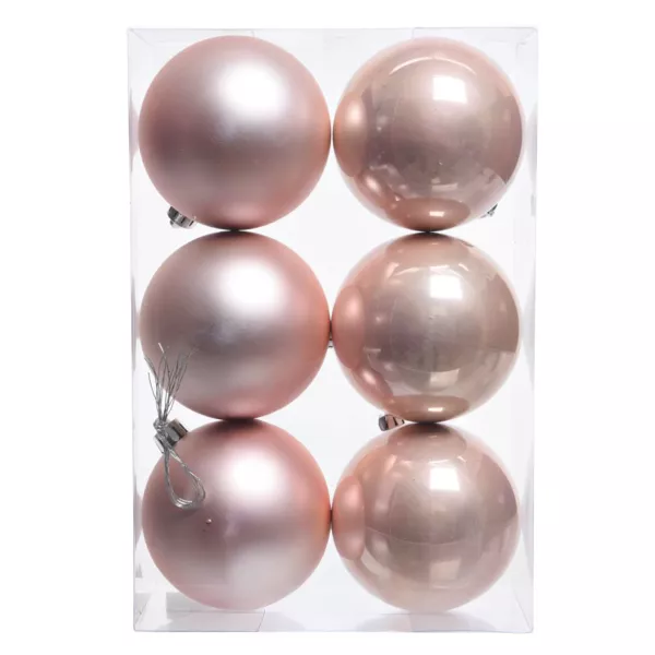 Lot de 6 boules de No�l (D80 mm) Aravis Rose poudr�