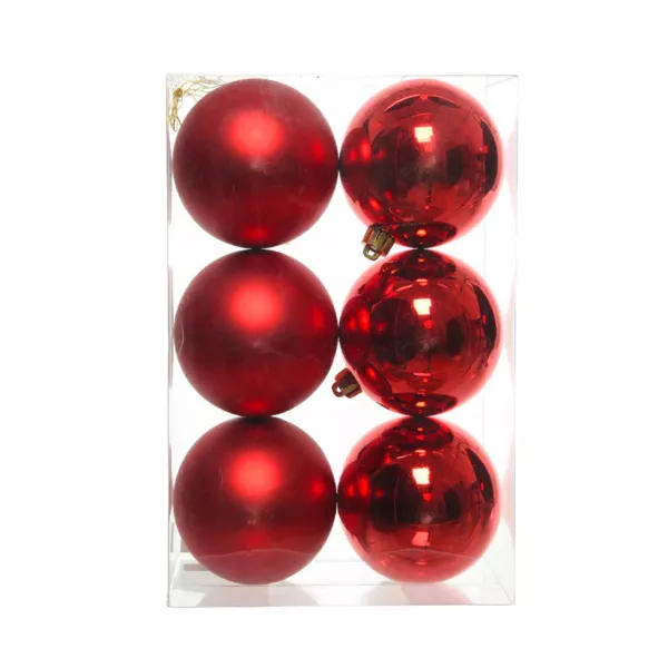 Lot de 6 boules de No�l (D80 mm) Aravis Rouge