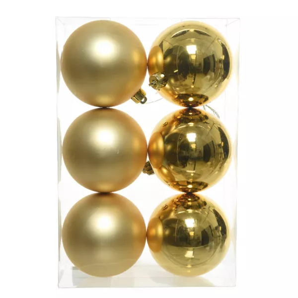 Lote de 6 bolas de Navidad (D80 mm) Aravis Oro