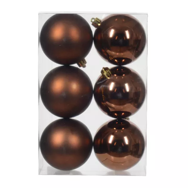 Lot de 6 boules de No�l (D80 mm) Aravis Brun caf�
