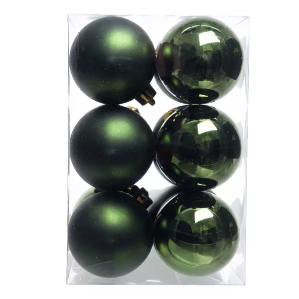 Set von 12 Weihnachtskugeln (D60 mm) Aravis Tannengrün