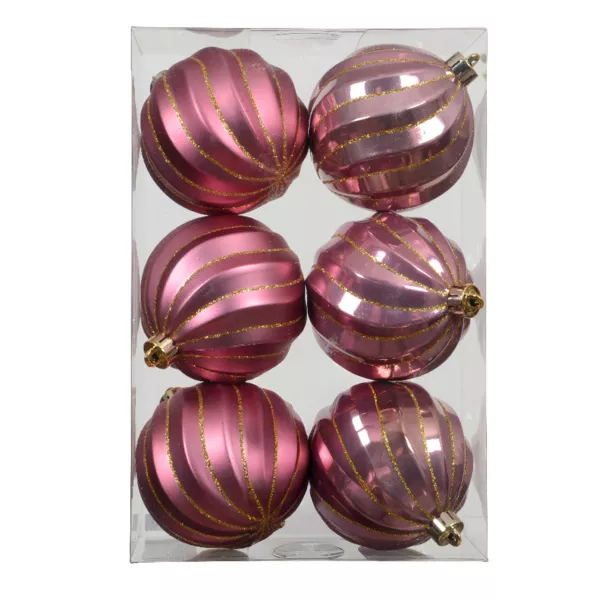 Set van 6 Kerstballen (D80 mm) Glam chic Roze