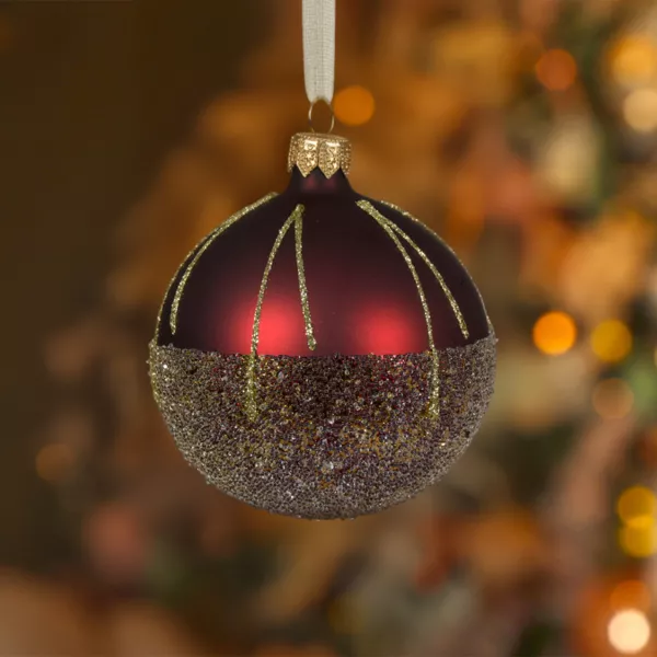 Lote de 6 bolas de Navidad de vidrio (D80 mm) Luxury ballotine Rojo