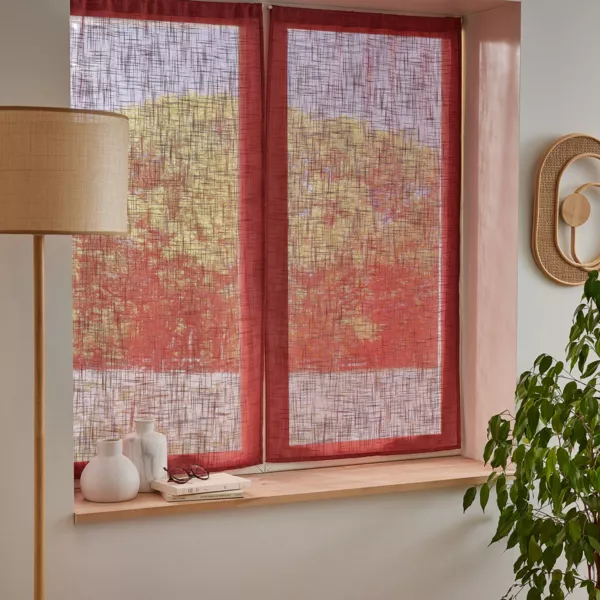Paire de voilages passe-tringle effet lin (60 x 90 cm) Robin Terracotta