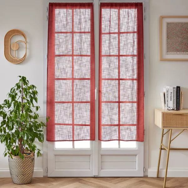 Paar Vorh�nge mit Schlaufen, Leinenoptik (60 x 160 cm) Robin Terrakotta