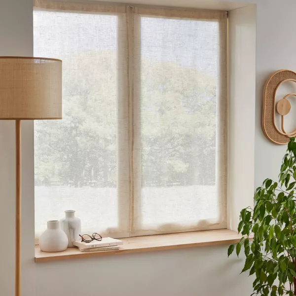 Coppia di tende a occhielli effetto lino (60 x 120 cm) Luca Beige