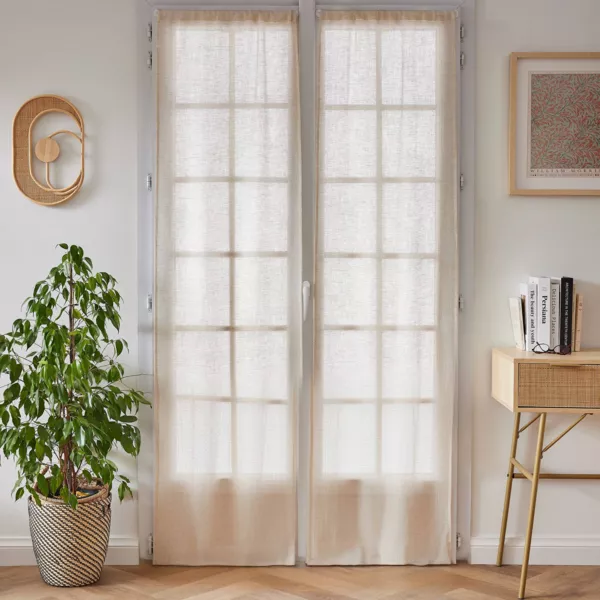 Par gardiner med stanghull i lin-effekt (70 x 200 cm) Luca Beige