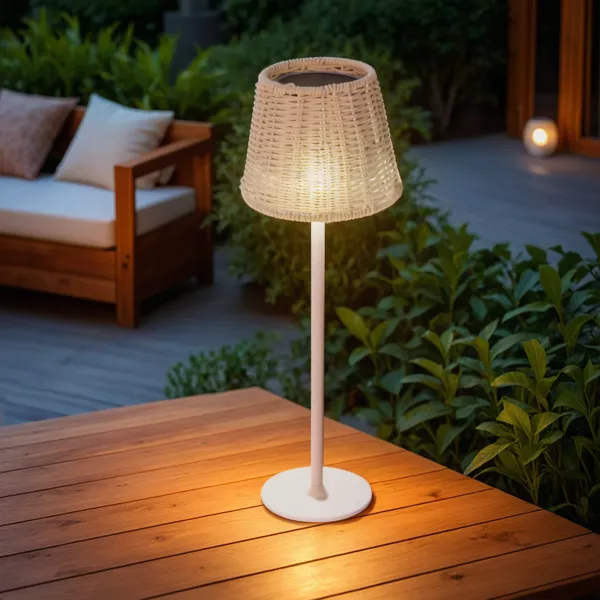 Lampe de table ext�rieure solaire LED (H38 cm) Marylebone Blanc