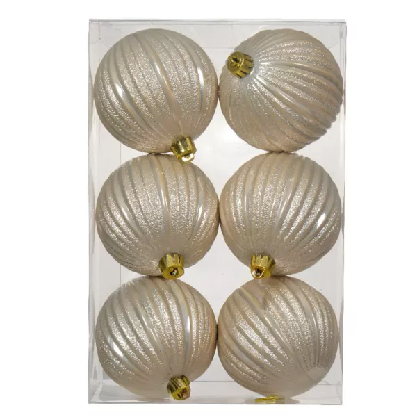 Lot de 6 boules de No�l (D80 mm) Glitter Perle