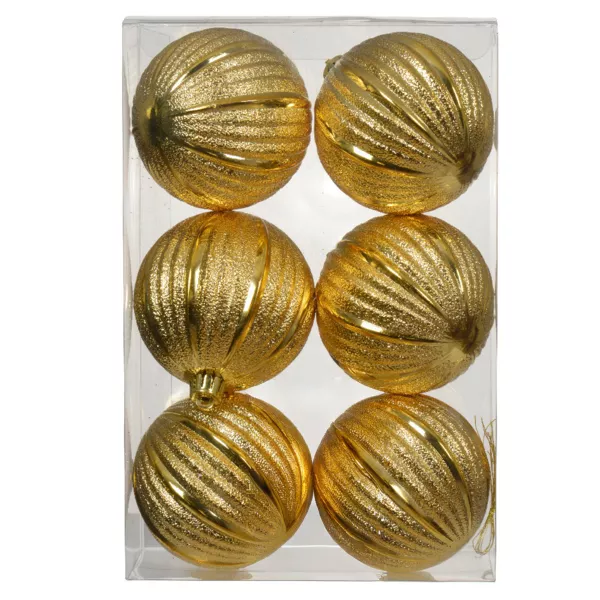 Lote de 6 bolas de Navidad (D80 mm) Glitter Oro