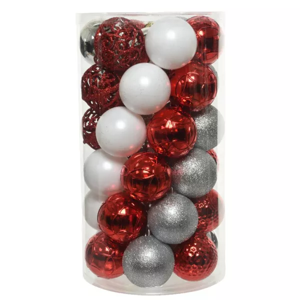 Lot de 37 boules de No�l (D60 mm) Alpine mix couleurs Argent