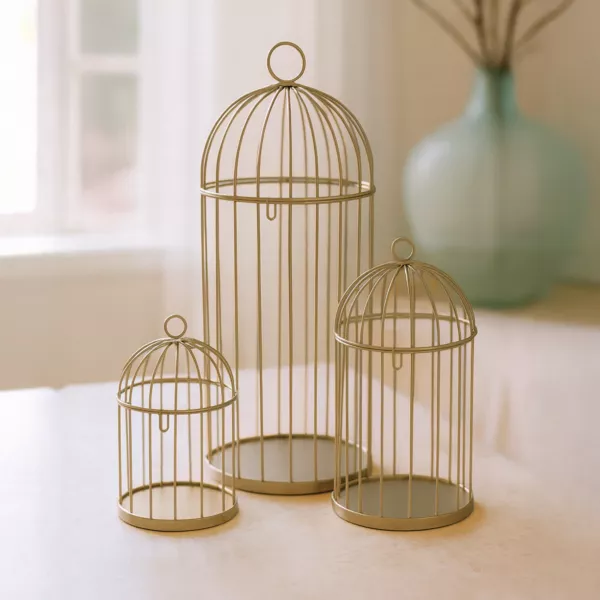Lot de 3 cages � oiseaux (H41 cm) Christmas Chic Dor�