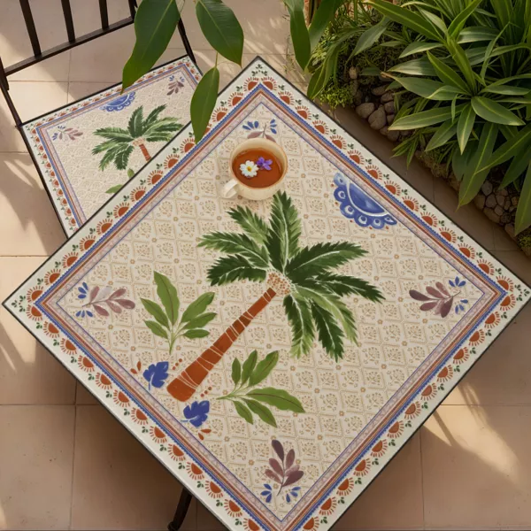 Vierkante opklapbare bistrotafel in moza�ek (58 x 58 cm) Havana Bruin