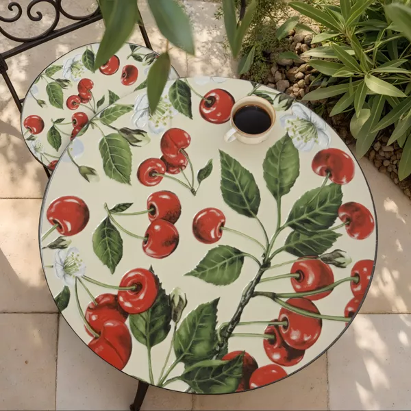 Table bistrot ronde pliable en mosa�que (D58 cm) Munich Rouge