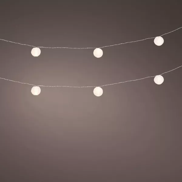 Buitenverlichtingsslinger op batterijen 20 LED (9,5 m) Chinese lantaarns Wit