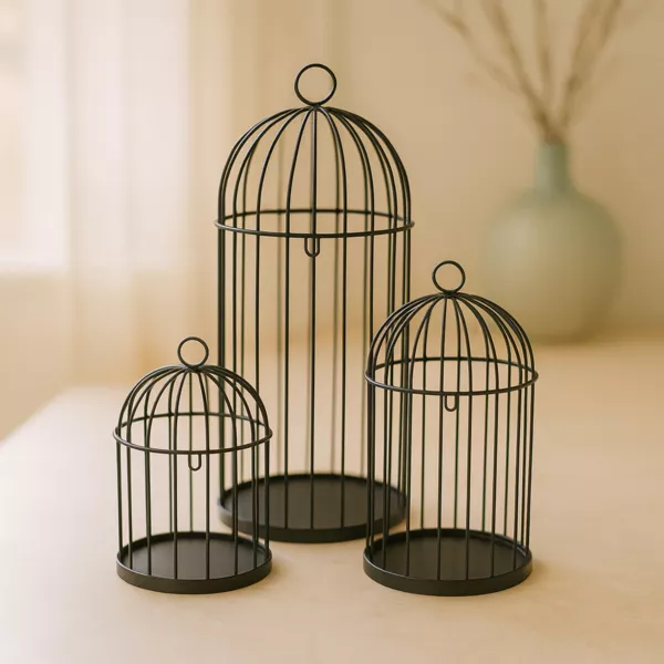 Lot de 3 cages � oiseaux (H41 cm) Christmas Chic Noir