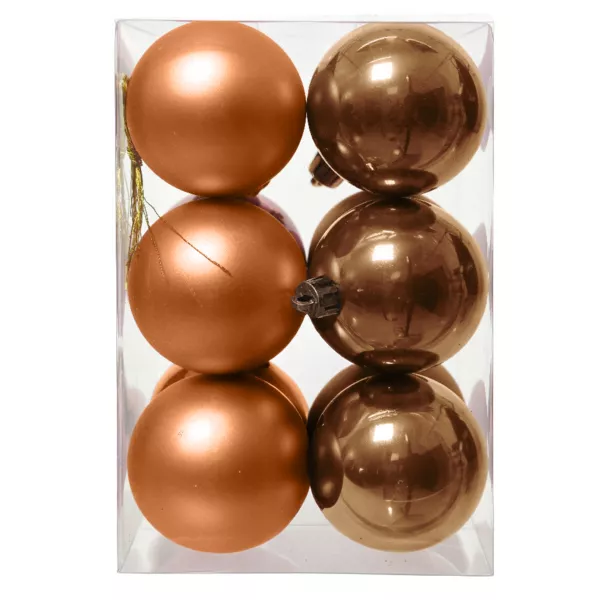 Lot de 12 boules de No�l (D60 mm) Aravis Cognac