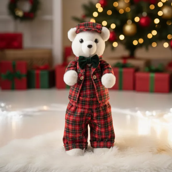 Orso di Natale (H52 cm) Teddy a quadri tartan Rosso