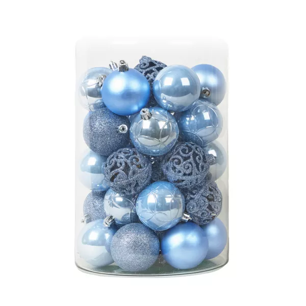 Lot de 35 boules de No�l (D60 mm) Aravis Bleu ciel