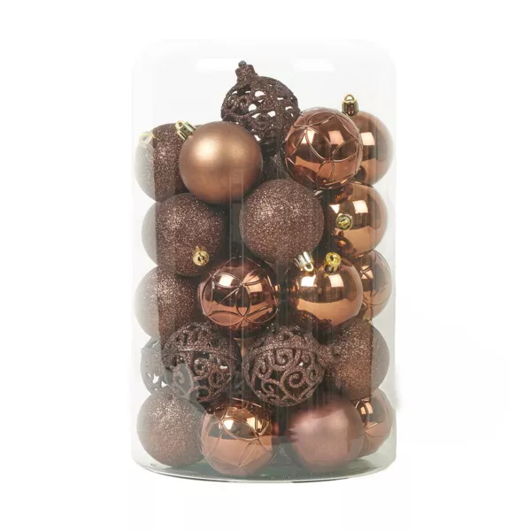 Lot de 35 boules de No�l (D60 mm) Aravis Brun caf�
