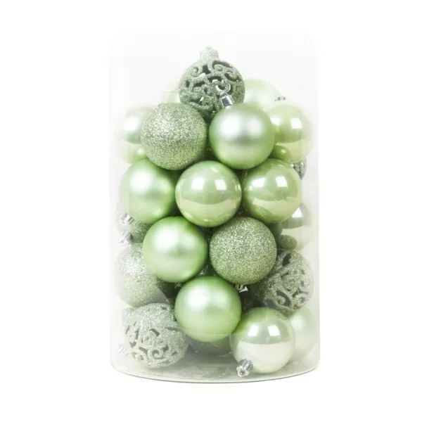 Lot de 35 boules de No�l (D60 mm) Aravis mix Vert Matcha