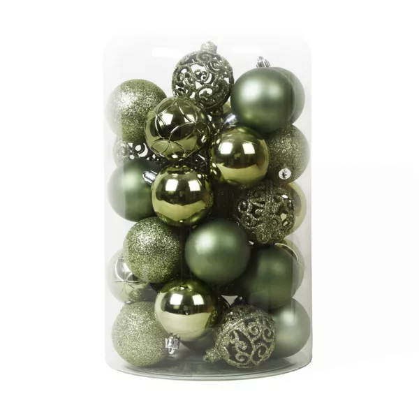 Lot de 35 boules de No�l (D60 mm) Aravis mix Vert romarin