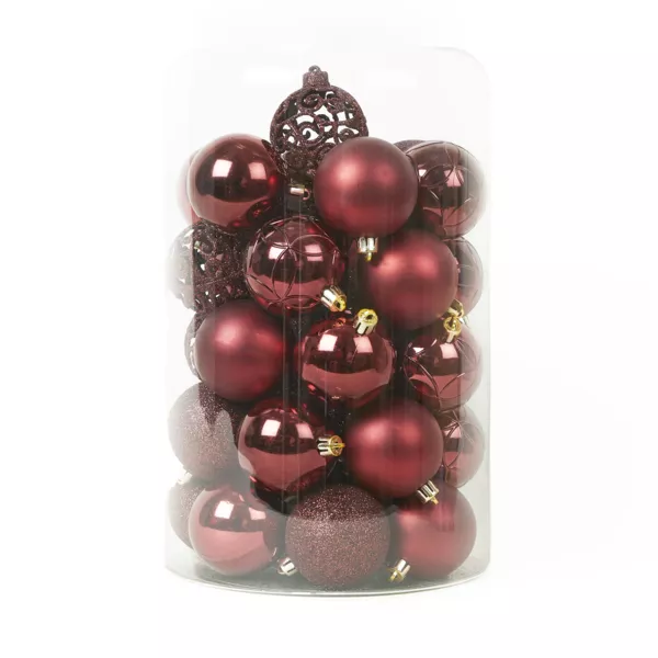 Set di 35 palline di Natale (D60 mm) Aravis mix Bordeaux
